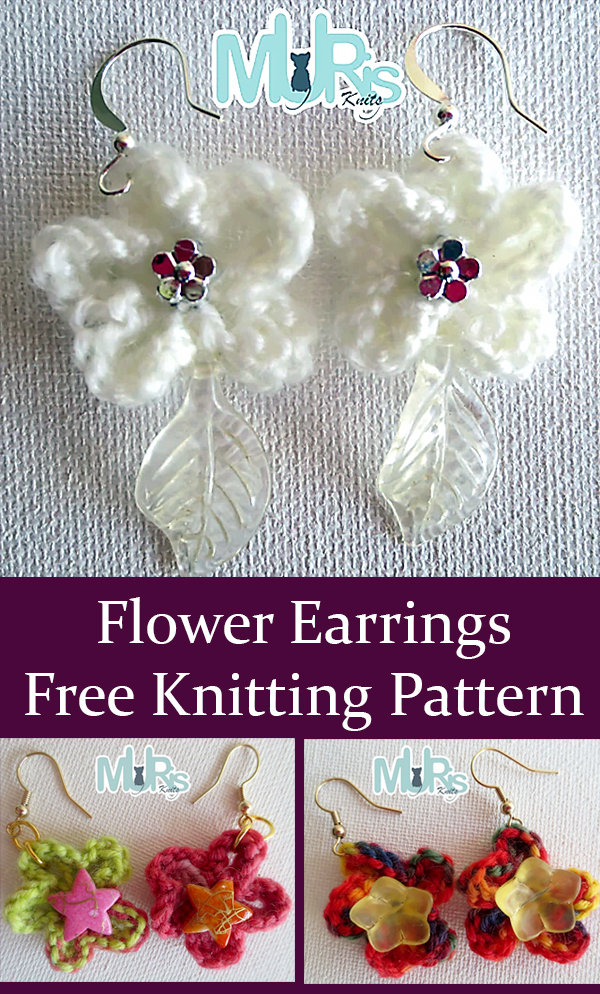 Free Knitting Pattern for Easy Flower Earrings