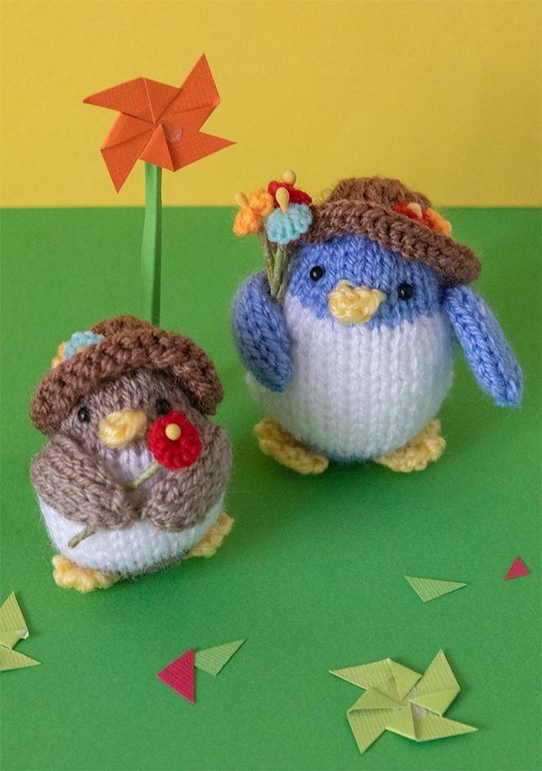 Free Knitting Pattern for Flower Penguins