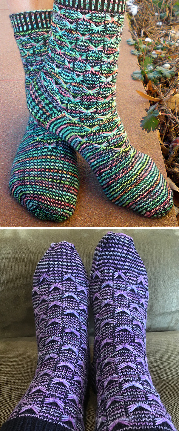Free Knitting Pattern for Fly My Butterfly Socks