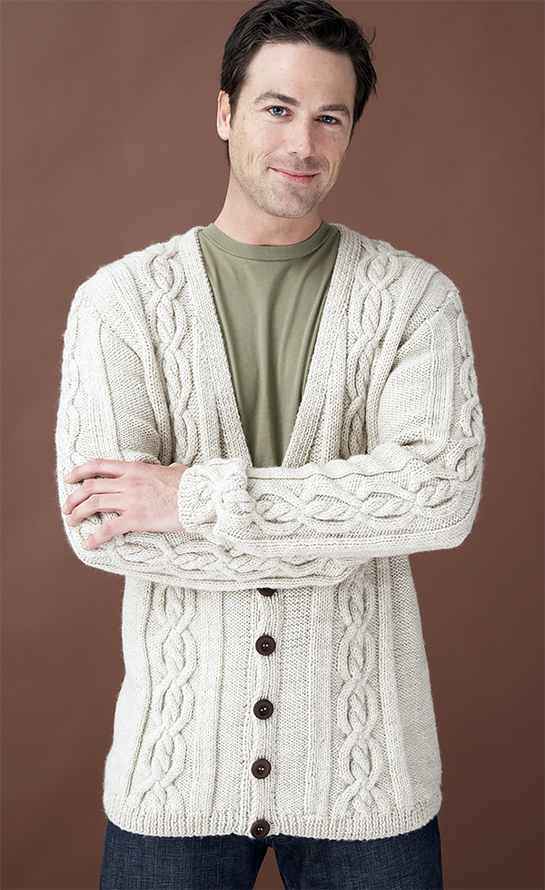 Free Knitting Pattern for Forever Classic Heirloom Cables Adult Cardigan