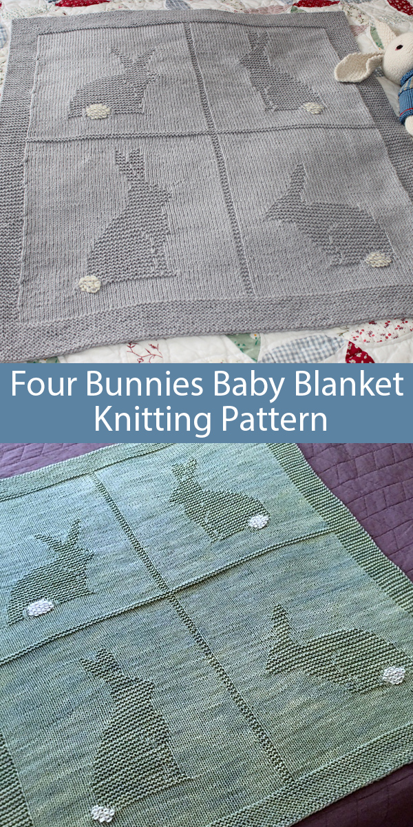 Knitting Pattern for Four Bunnies Baby Blanket