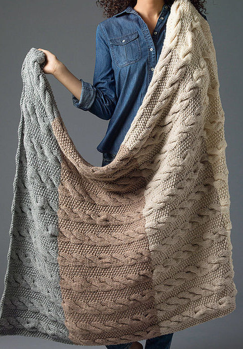 Free Knitting Pattern for Four Color Cable Afghan