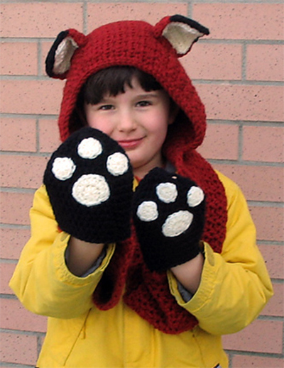 Free Knitting Pattern for Fox Scoodie with Paw Pockets
