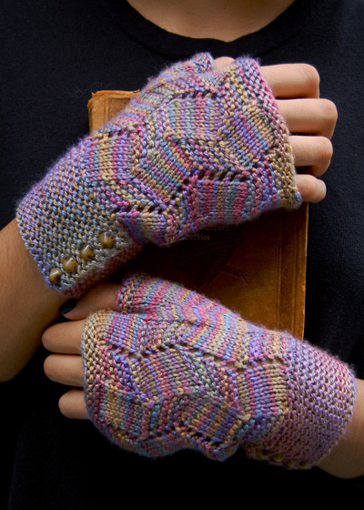 Free knitting pattern for Fractured Light Mitts and more wristwarmer knitting patterns