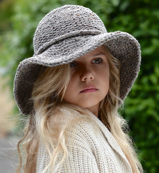 Knitting pattern for Adult and Child Freelyn brimmed hat