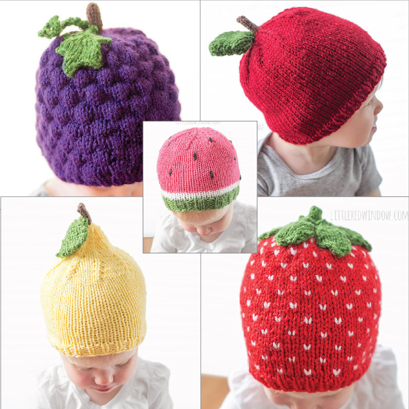 Knitting Patterns for Fruit Baby Hats