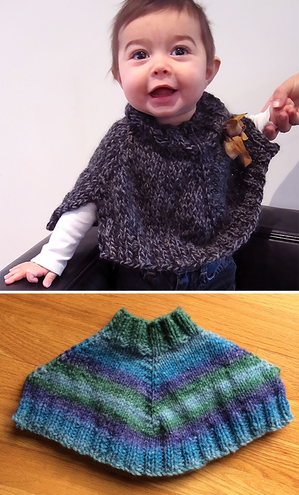Free Knitting Pattern for Easy Baby Gaga Poncho