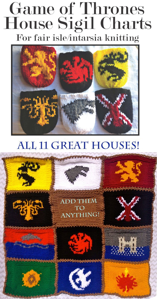 Knitting Patterns for Game of Thrones House Sigil Charts for Knitting