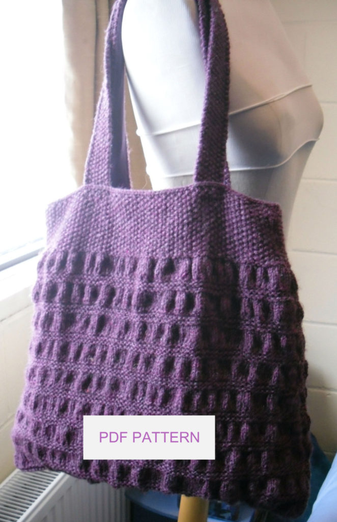 Knitting Pattern for Gathered Tote Bag