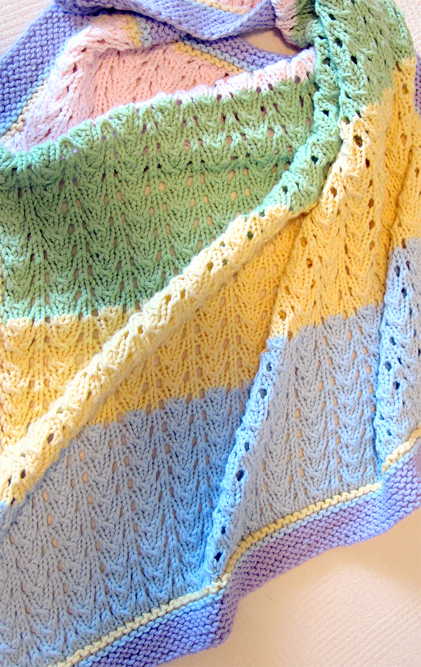 Free Knitting Pattern for 4 Row Repeat Gentle Baby Blanket