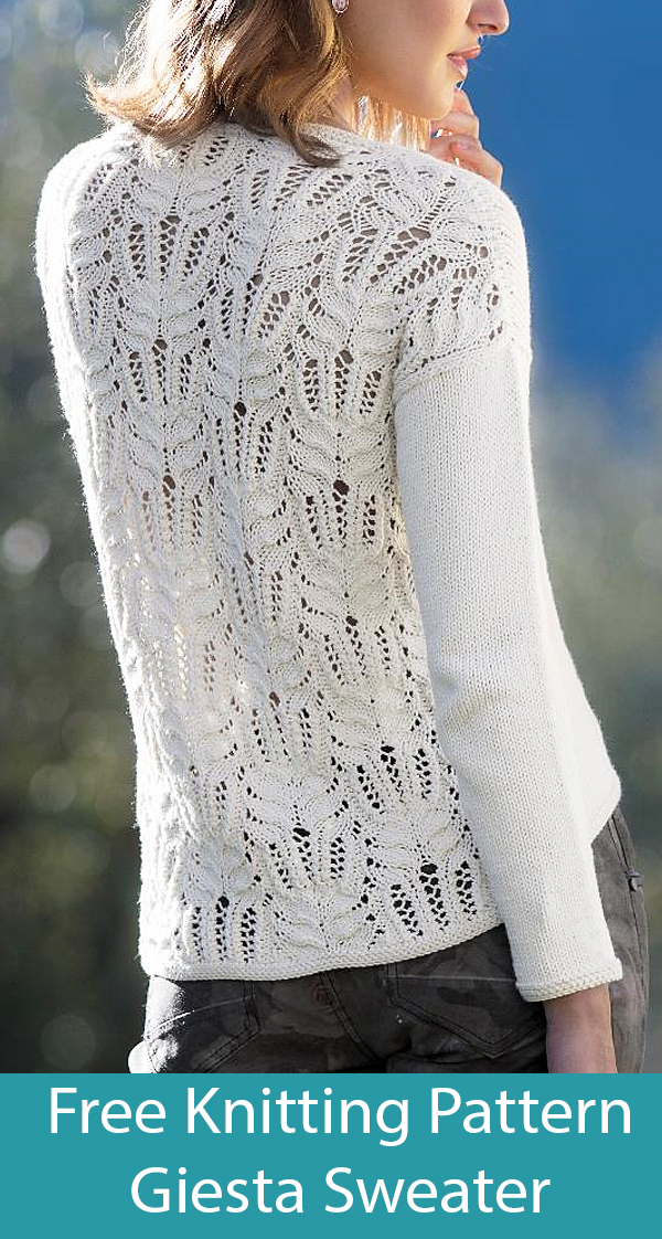 Free Knitting Pattern for Giesta Sweater with Lace Back