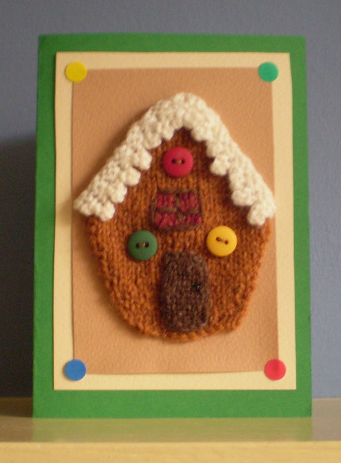 Free Knitting Pattern for Gingerbread House Card