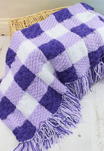 Knitting Pattern for Gingham Baby Blanket