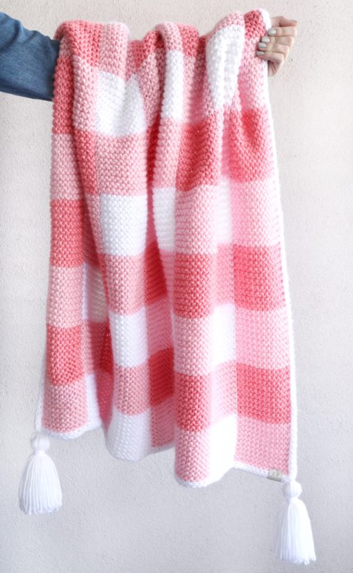 Free Knitting Pattern for Gingham Blanket