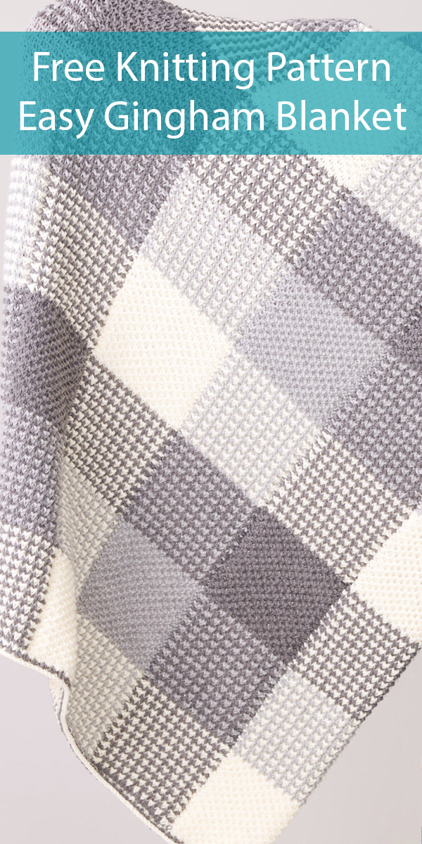 Free Knitting Pattern for Easy Gingham Panels Blanket
