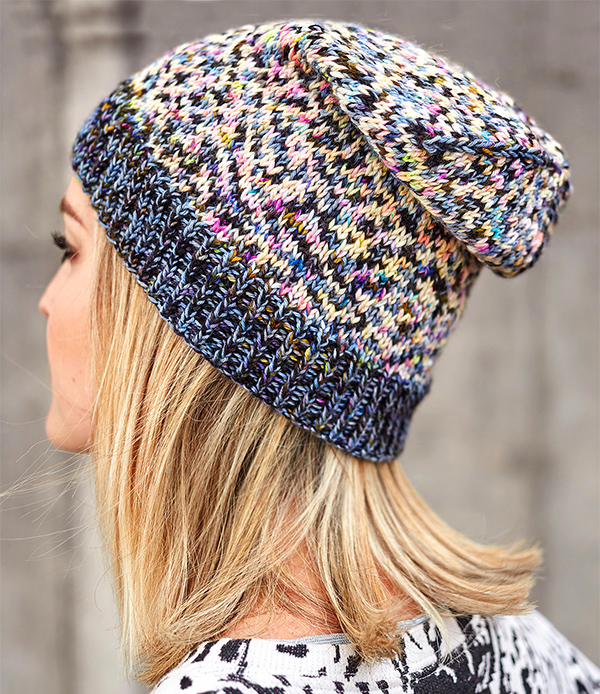 Free Knitting Pattern for Easy Stash Yarn Glitch Hat