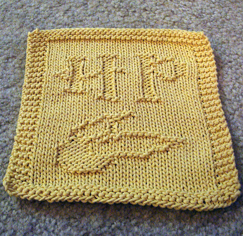 Free Knitting Pattern for Harry Potter Golden Snitch Dishcloth