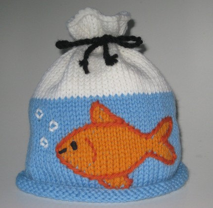 Goldfish in a Bag Hat Knitting Pattern | Novelty Hat Knitting Patterns, many free patterns