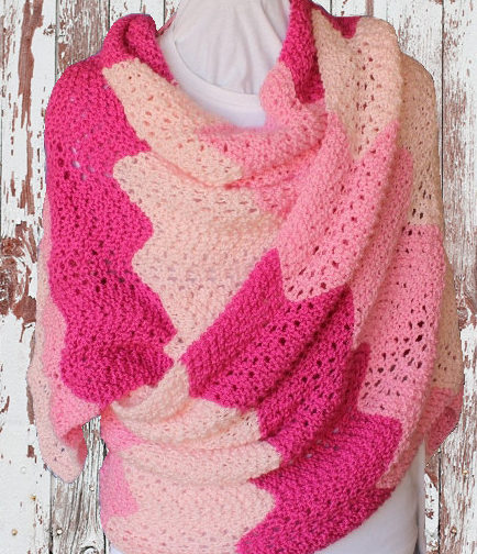 Knitting Pattern for 4 Row Repeat Gradient Lace Shawl