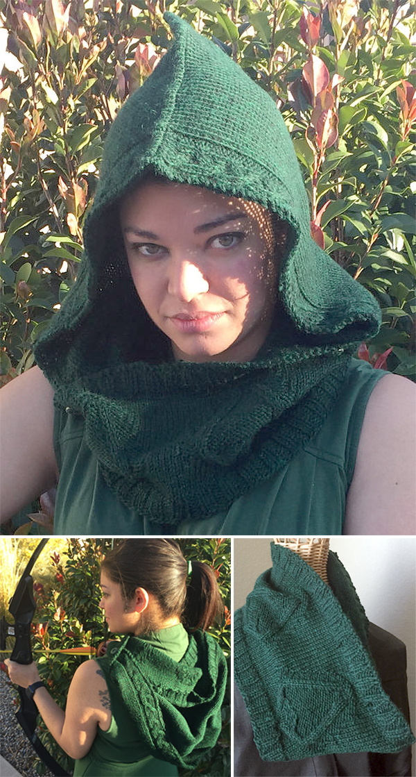 Knitting Pattern for Green Arrow Hood and Cowl