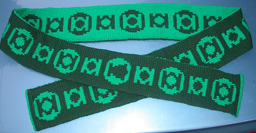Free knitting pattern for Green Lantern scarf