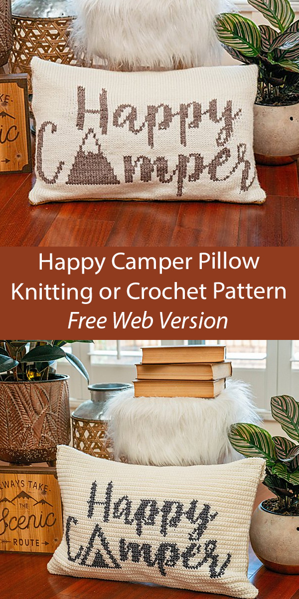 Free Knitting Pattern Happy Camper Pillow Cover