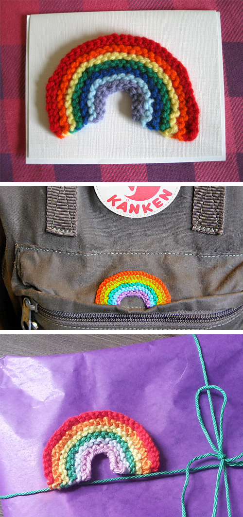 Free Knitting Pattern for Happy Rainbow Patch