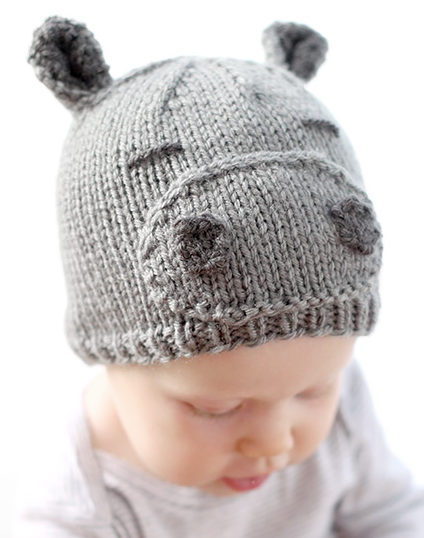Free Knitting Pattern for Happy Hippo Baby Hat