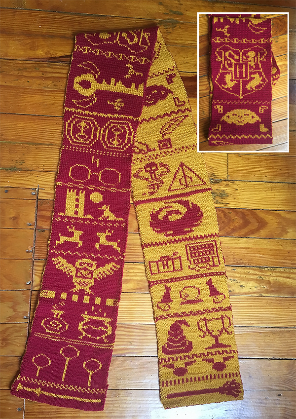 Free Knitting Pattern for Harry Potter Double Knit Scarf