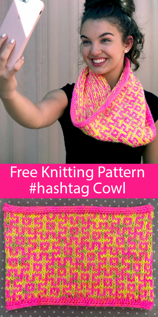 Free Knitting Pattern for #Hashtag Cowl