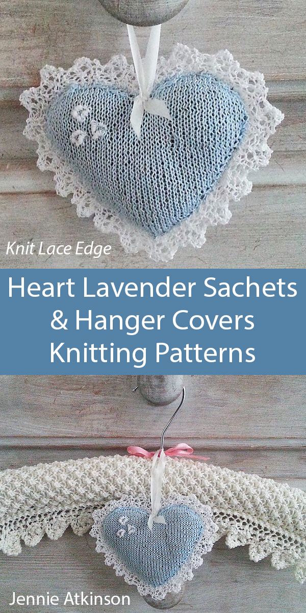 Heart Lavender Sachets and Hanger Covers Knitting Patterns