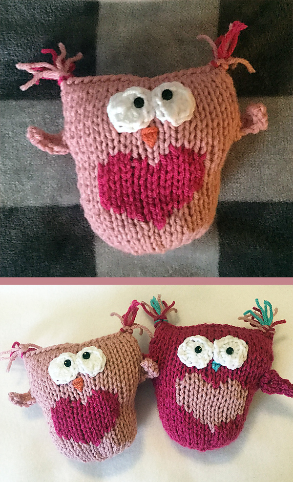 Free until February 14, 2020 Knitting Pattern for Heart Owl