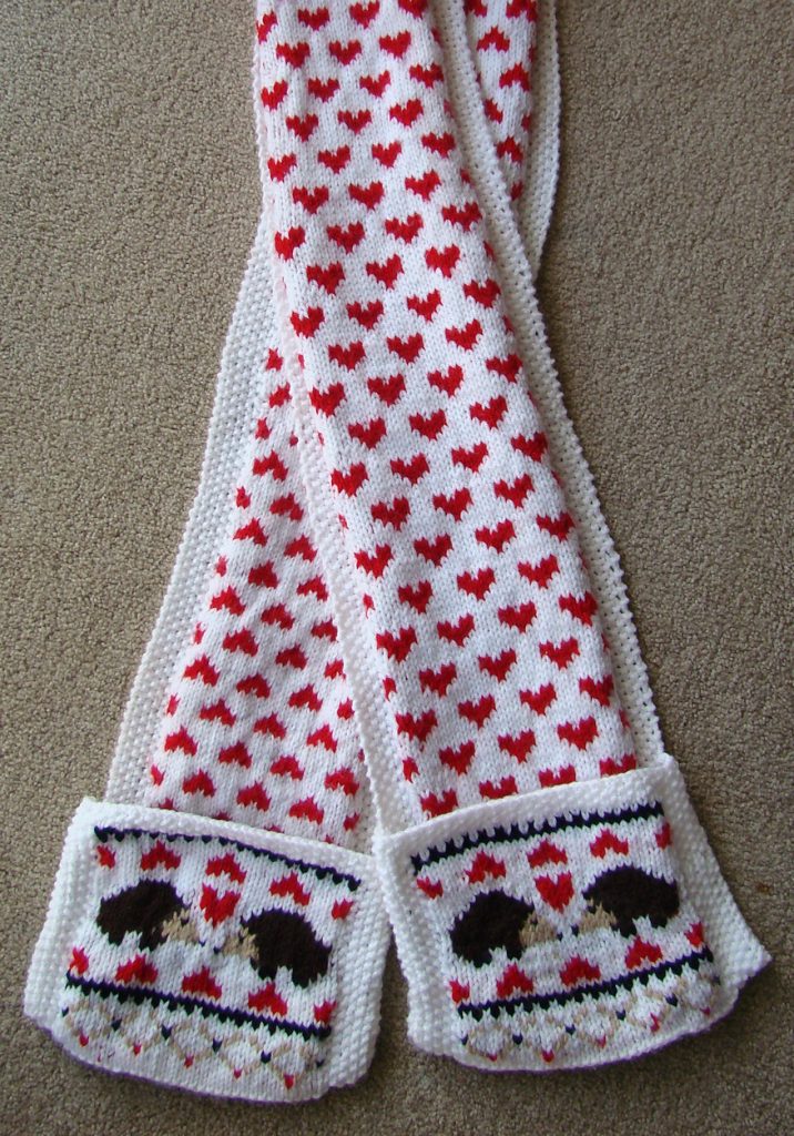 Free Knitting Pattern for Hedgehog Love Scarf
