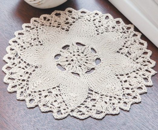 Knitting Pattern for Lace Flower Doily