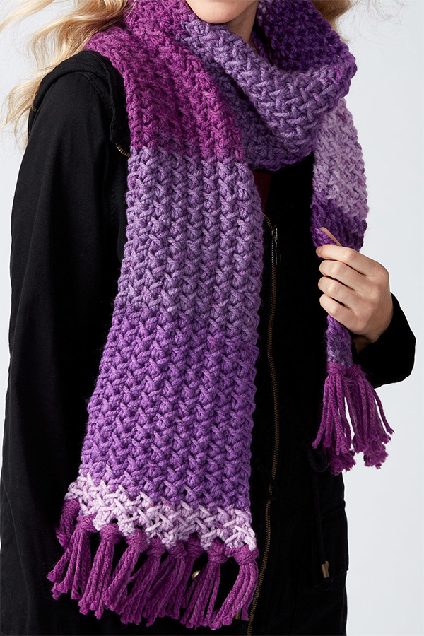 Free Knitting Pattern for 2 Row Repeat Herringbone Texture Scarf