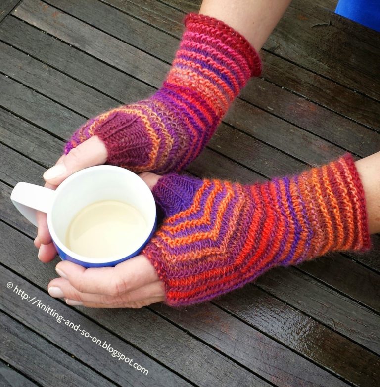 Free Knitting Pattern for Hexagon Mitts