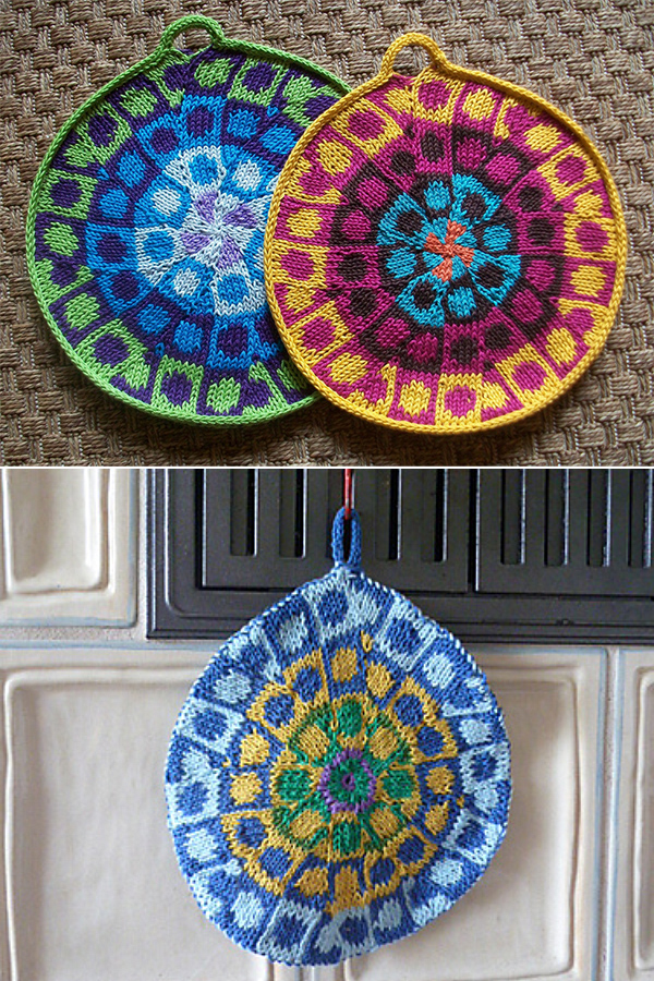 Free Knitting Pattern for Hippie Potholders