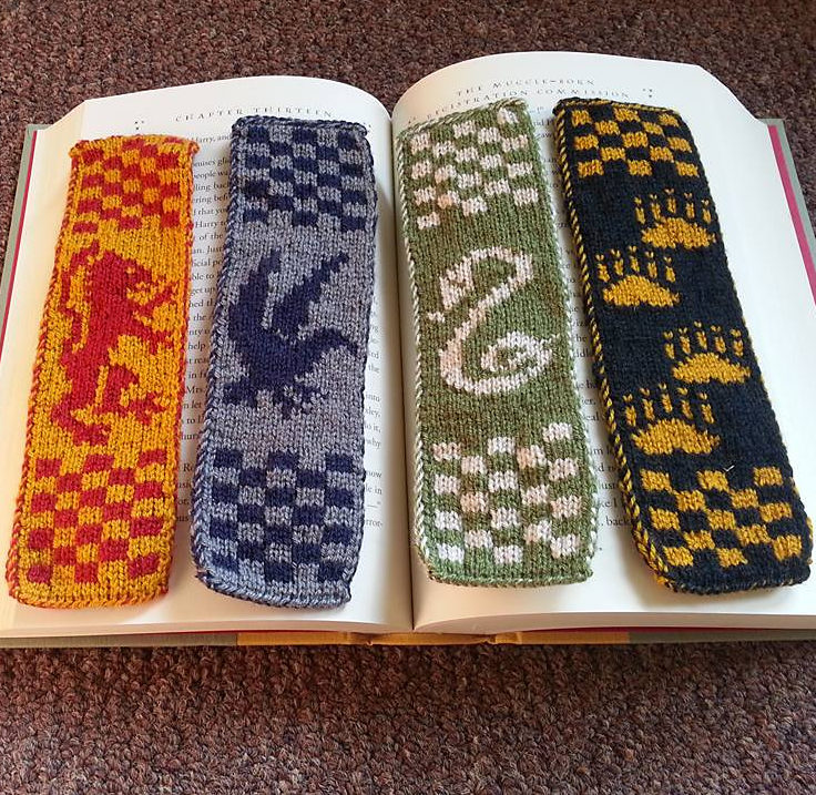 Free Knitting Pattern for Hogwarts Bookmarks
