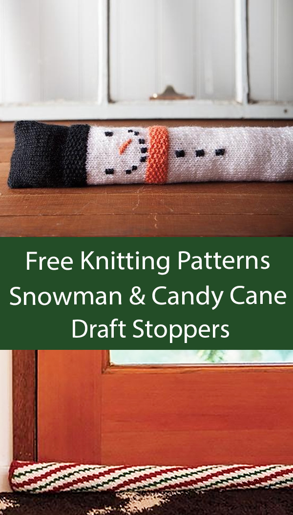 Free Christmas Knitting Pattern Snowman and Candy Cane Draft Stoppers