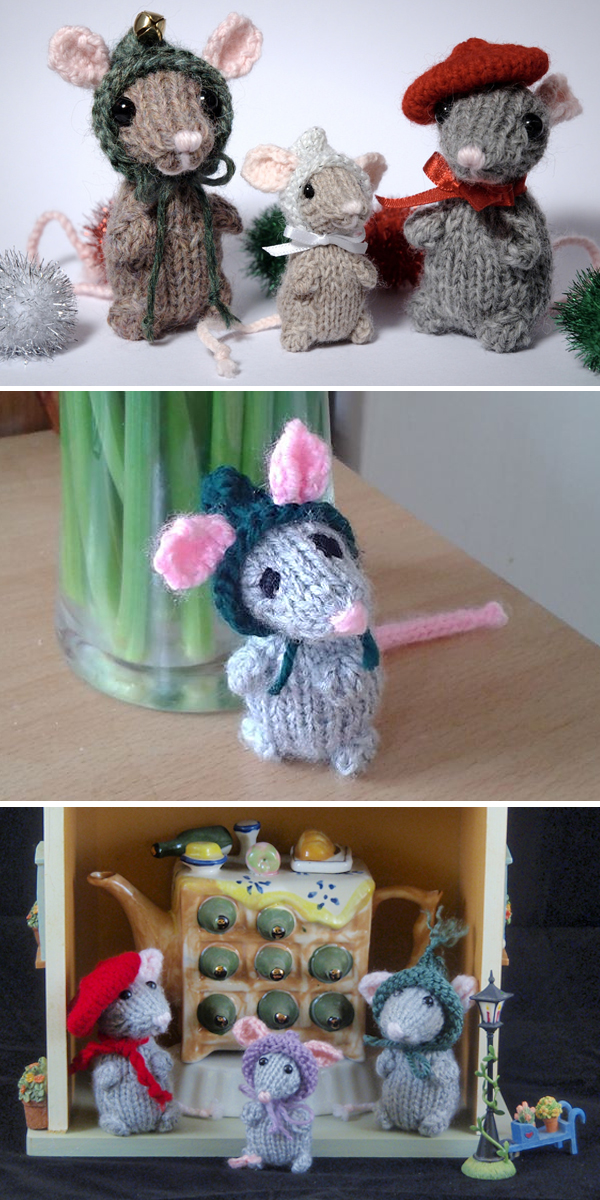 Free Knitting Pattern for Holiday Mice