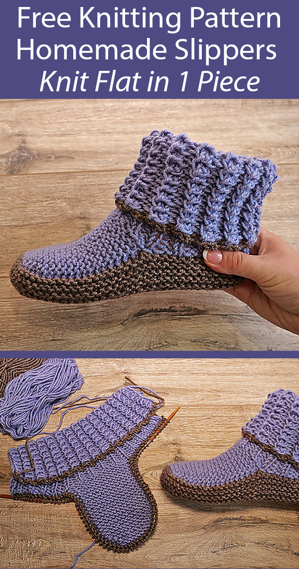 Free Knitting Pattern for Homemade Slippers Knit Flat