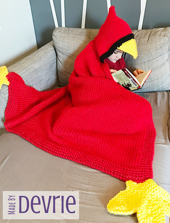 Knitting Pattern for Hooded Bird Blanket