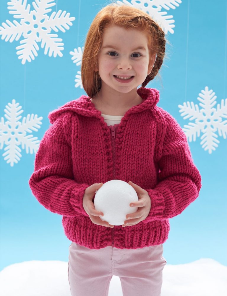 Free knitting pattern for childs hooded jacket