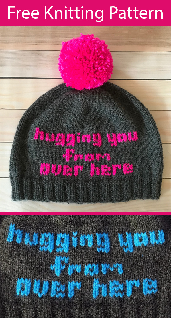Free Knitting Pattern for Hugging You From Over Here Hat 