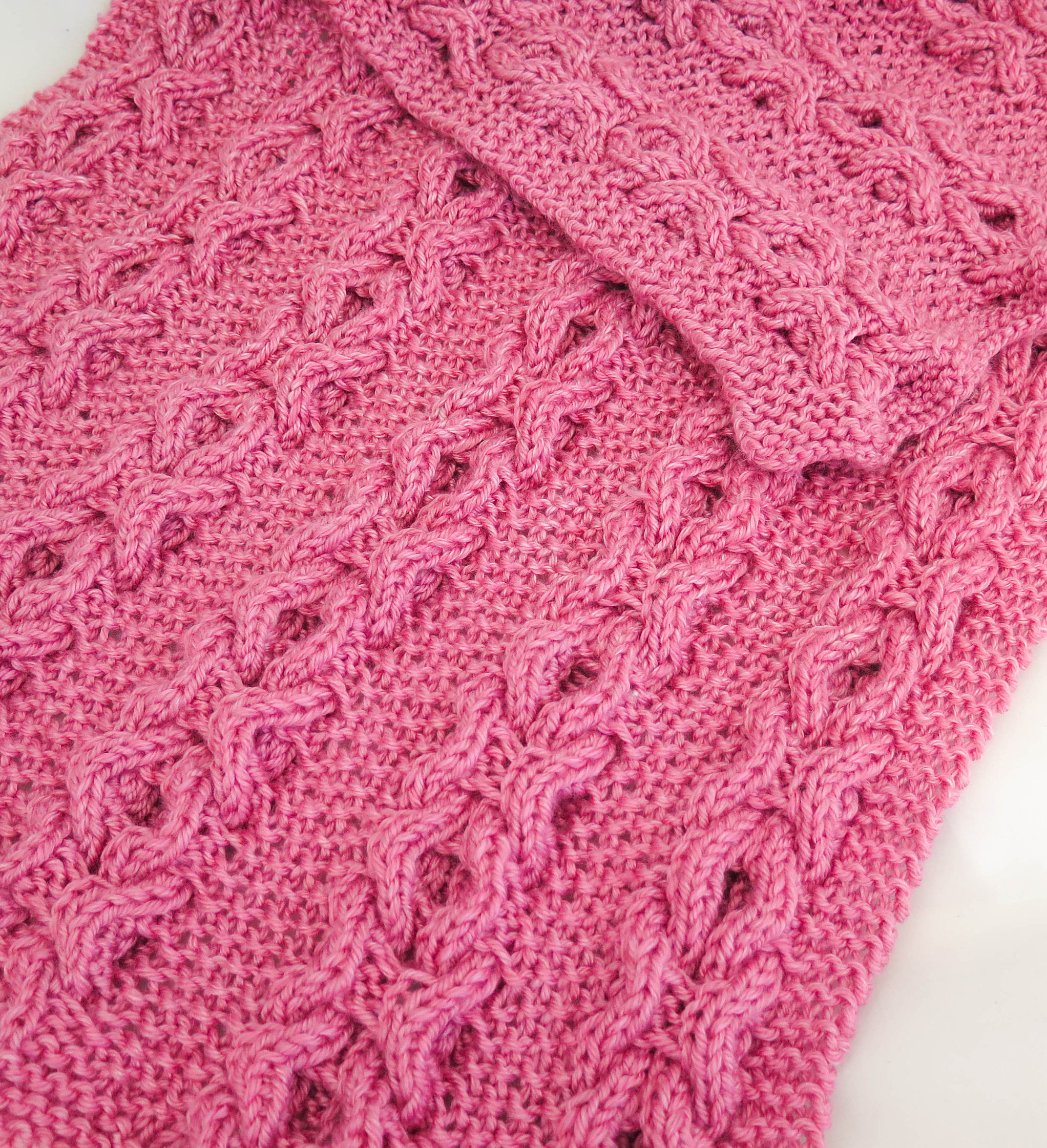 Knitting Pattern for Reversible Hugs and Kisses Cable Blanket