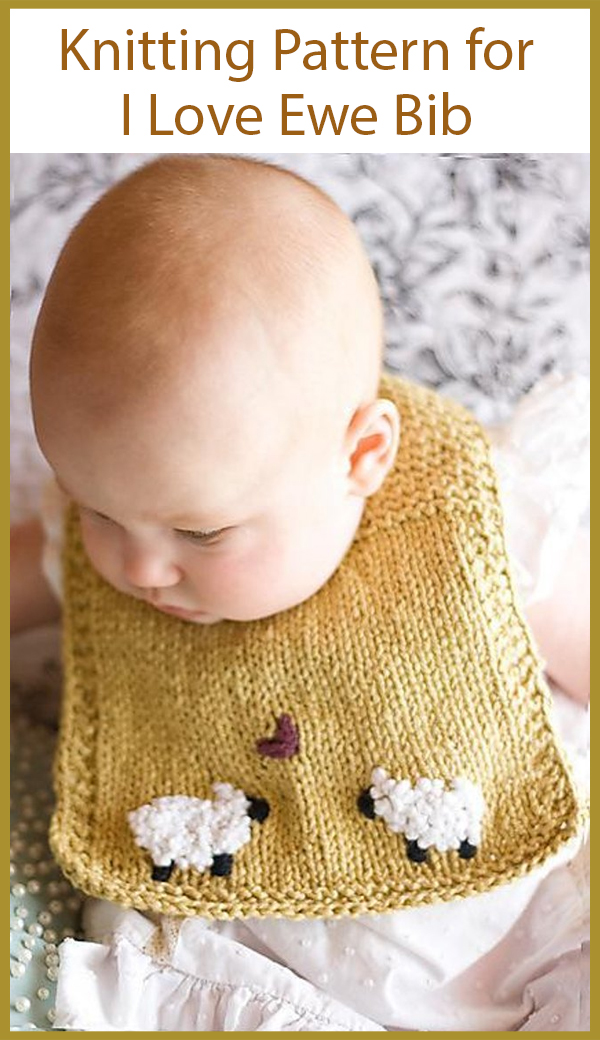 Knitting Pattern for I Love Ewe Baby Bib