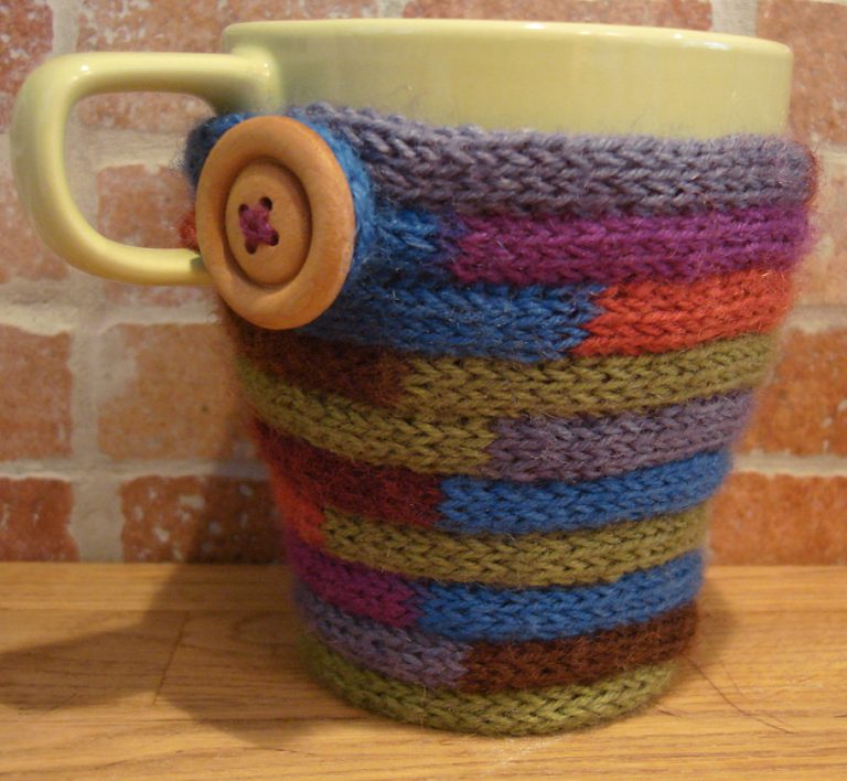 Free Knitting Pattern for I-Cord Mug Cozy