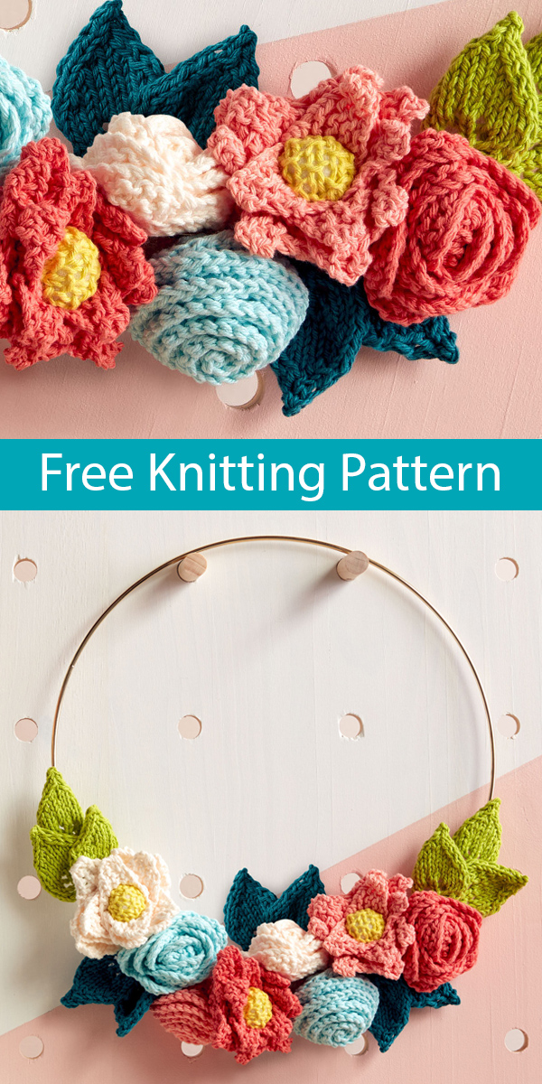 Free Knitting Pattern for Easy In Bloom Wreath