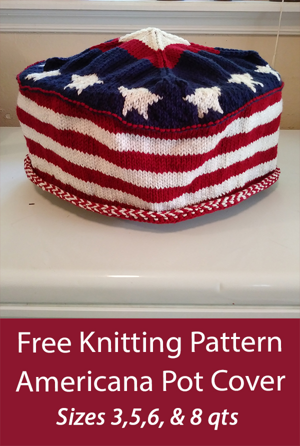 Free July 4th Pot Cover Knitting Pattern InstaFourth Stars and Stripes Flag Cozy