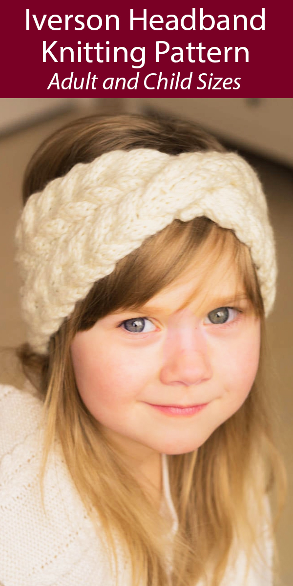 Kniting Pattern for Iverson Cable Twist Headband in Adult and Child Sizes